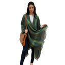 A10005 EMERALD Colour Lambswool Ruana Gaelsong