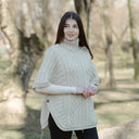 A10014 Aran Funnel Neck Poncho Jacket Parsnip Gaelsong