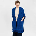 A10034 Fringed Pocket Shawl Blue Gaelsong