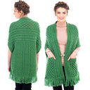 A10034 Fringed Pocket Shawl Green Gaelsong