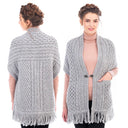 A10034 Fringed Pocket Shawl Grey Gaelsong