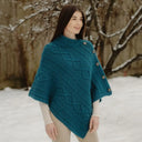 A10073 TEAL Colour Celtic Knots Traditional Cowl Neck Poncho Gaelsong