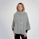 Ladies Merino Wool Cowlneck Poncho Grey Studio Gaelsong