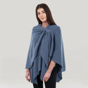 Ladies Asymmetrical 100% Lambswool Shawl Denim Blue Gaelsong
