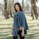 Ladies Asymmetrical 100% Lambswool Shawl DenimBlue Lifestyle Gaelsong
