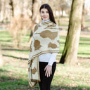 Scottish Thistle Cotton Shawl Brown Lifestyle Side View Gaelsong
