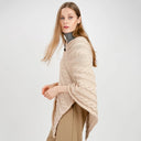 Fisherman Wool Buttoned Aran Poncho Parsnip Gaelsong