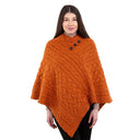 Ladies' Cable Knit Poncho Savanna Front View Gaelsong