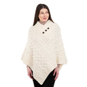 Ladies' Cable Knit Poncho White Gaelsong