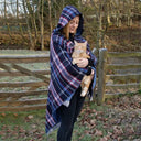 Two-Sided Tartan Poncho with Hood Blue Lifestyle Gaelsong