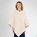Cable Pattern Irish Knit Poncho Natural White Gaelsong
