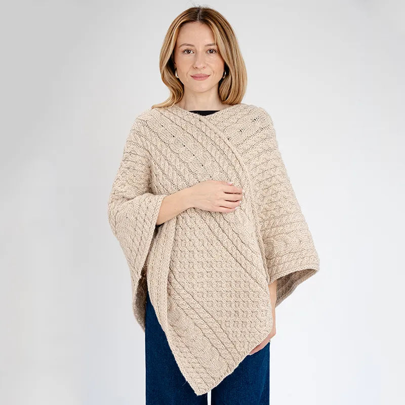 トップス Y's WOOL CABLE KNITTED WEARABLE PONCHO Cable Pattern Irish Knit Poncho | Gaelsong – GaelSong