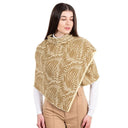 Newgrange Fern Design Irish Wrap Fawn Brown Front View Gaelsong