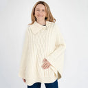 A10102 Merino Zip Collar Aran Poncho White Color Gaelsong