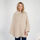 A10102 Merino Zip Collar Aran Poncho Parsnip Color Gaelsong