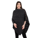 A10104 Side Buttons Irish V-Shaped Poncho Charcoal Color Studio Gaelsong