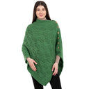 A10104 Side Buttons Irish V-Shaped Poncho Green Color Studio Gaelsong