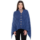 A10104 Side Buttons Irish V-Shaped Poncho Marl Blue Color Studio Gaelsong