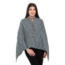 A10104 Side Buttons Irish V-Shaped Poncho Misty Blue Color Studio Gaelsong