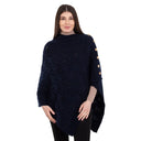 A10104 Side Buttons Irish V-Shaped Poncho Navy Color Studio Gaelsong