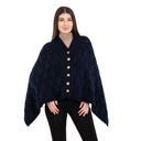 A10104 Side Buttons Irish V-Shaped Poncho Navy Color Studio Gaelsong
