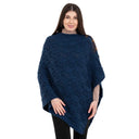 A10104 Side Buttons Irish V-Shaped Poncho Ocean Blue Color Studio Gaelsong