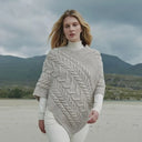 -Misty-Grey-Colour SuperSoft Merino Ladies Irish Poncho Gaelsong