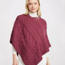 A10109 Color JAM RED SuperSoft Merino Ladies Irish Poncho Shop online On Gaelsong