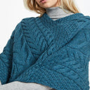 A10109 Color TEAL BLUE SuperSoft Merino Ladies Irish Poncho Gaelsong