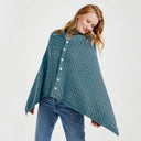 A10110 Color TEAL BLUE SuperSoft Merino Wool Irish Poncho with Buttons Gaelsong