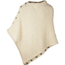 A10110 Color NATURAL WHITE SuperSoft Merino Wool Irish Poncho with Buttons Front Side Gaelsong