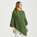 A10110 Color MEADOW GREEN SuperSoft Merino Wool Irish Poncho with Buttons Front Gaelsong