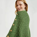 A10110 Color MEADOW GREEN SuperSoft Merino Wool Irish Poncho with Buttons Front Side Gaelsong