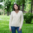 A20087 Aran Tree of Life Hoodie Natural White Gaelsong