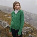 A20087 Aran Tree of Life Hoodie Green Gaelsong