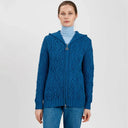 A20087 Aran Tree of Life Hoodie Teal Gaelsong