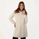 A20156 Asymmetrical Irish Sweater Coat with Chunky Collar White Gaelsong