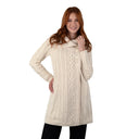 A20156 Asymmetrical Irish Sweater Coat with Chunky Collar Natural Gaelsong