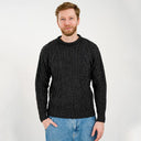 A20158 Men's Aran Crew-Neck Sweater Charcoal Gaelsong