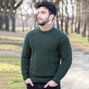 A20158 Men's Aran Crew-Neck Sweater Forest Lifestyle Gaelsong