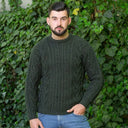 A20158 Men's Aran Crew-Neck Sweater Forest Lifestyle Gaelsong