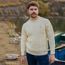 A20158 Men's Aran Crew-Neck Sweater Natural Gaelsong