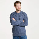 A20182 DENIM BLUE Colour Colour Heavyweight Traditional Irish Fisherman Sweater Lifestyle Gaelsong