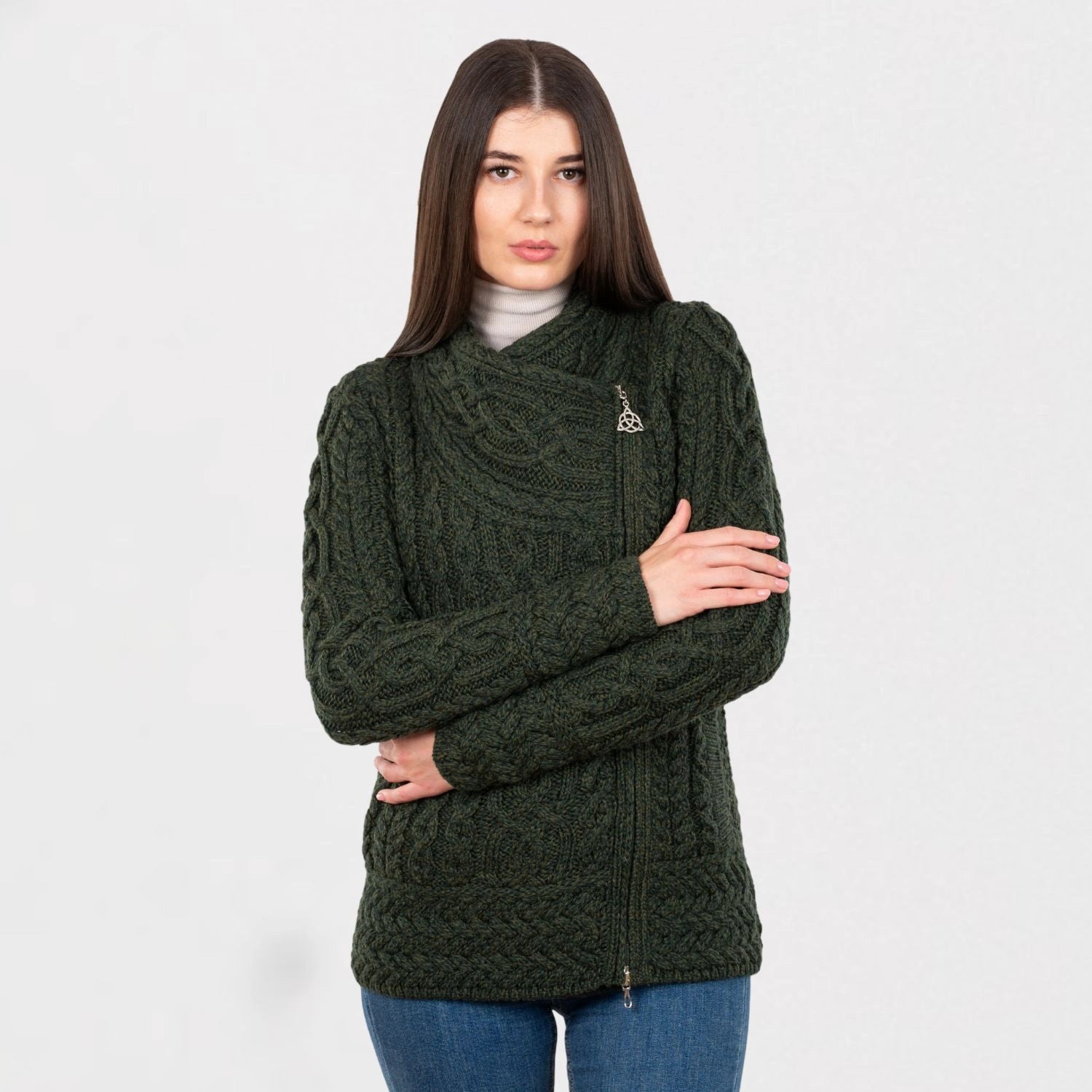 Ladies Side Zip Aran Cardigan | 100% Merino Wool | Gaelsong – GaelSong