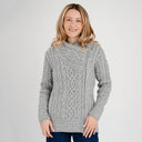 A20183 Ladies Side Zip Aran Cardigan Grey Gaelsong