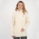 A20183 Ladies Side Zip Aran Cardigan Natural Gaelsong
