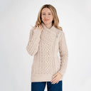 A20183 Ladies Side Zip Aran Cardigan Parsnip Gaelsong