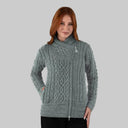 A20183 Ladies Side Zip Aran Cardigan Skylight Gaelsong