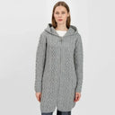 A20189 Celtic Zip Aran Wool Coatigan Grey Gaelsong