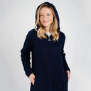 A20189 Celtic Zip Aran Wool Coatigan Navy Gaelsong